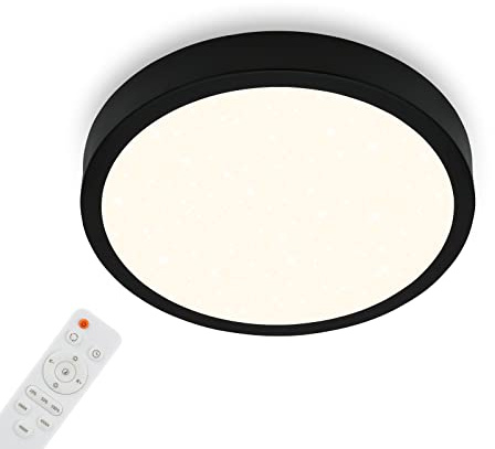 BRILONER - LED Deckenlampe mit Fernbedienung, Sternenhimmel, einstellbar von warmweiß bis kaltweiß, LED Lampe, Deckenleuchte, Wohnzimmerlampe, Schlafzimmerlampe, Küchenlampe, 38x5 cm, Schwarz