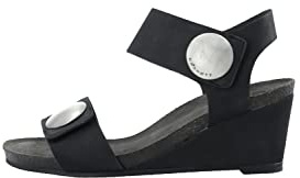 CA'SHOTT A/S Damen CASALBERTA Velcro Button Leather Heeled Sandal, Black, 41 EU