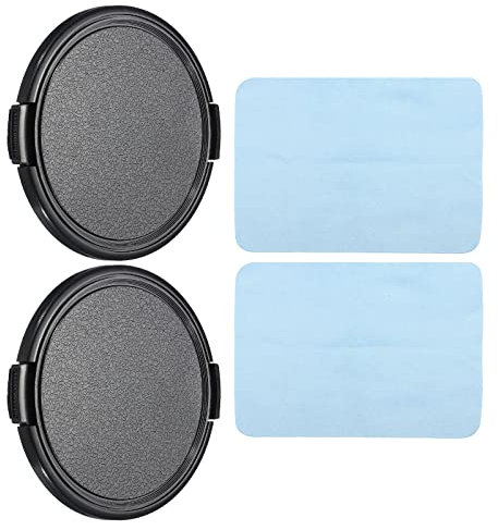 PATIKIL Camera Lens Cap, 2 Pack Sides Pinch Front Lens Cover with Microfiber Cleaning Cloth for 72mm Thread Universal DSLR Lenses, Black for Nikon, for Fujifilm, for Pentax, for Leica