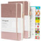 Ottergami 2 Pack Rose Gold - Bullet Dotted Journal A5. 2x A5 Notebook + Scrapbooking Stickers. 6 Stencils for Bullet Journaling. 100gsm Sketchbook A5 Notebook.