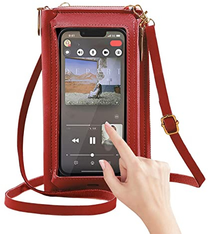 Borsa a tracolla per telefono cellulare, borsa da viaggio, tracolla antifurto per donna | portamonete facile da trasportare con finestra trasparente per donna, uomo, ragazzo