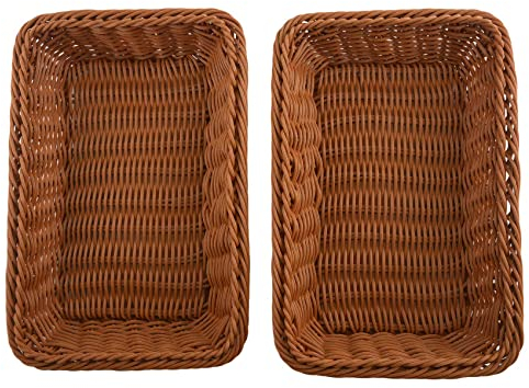Giilayky 2 PièCes SéRies Panier Rectangulaire pour Table ou PréSentoir pour Pain, Fruits et LéGumes Paniers en Osier pour MarchéS, Boulangerie