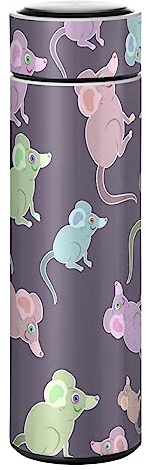 KAAVIYO Maus Ratte Mäuse Wasserflasche Wasserkanne Edelstahl Isolierte Isolierflasche Auslaufsicher