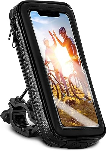 moex Fahrradtasche für Samsung Galaxy S23 Plus Handyhalterung Fahrrad Lenker wasserdicht, Lenkertasche mit Touch Fenster, Fahrradhalterung Handy 360 Grad drehbar, eBike Halterung, Schwarz