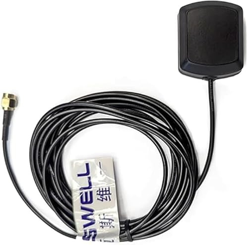 Maswell Antenne Active Magnétique GPS/GLONASS - Antenne Externe IP67 Étanche pour Véhicule, Voiture, Camion, Bateau, Camping-Car - Câble de 3 mètres avec Connecteur SMA