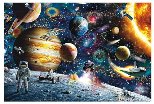 Space Explorer 1000 Piece Jigsaw Puzzle for Adults Planets Sun & Moon Solar System Scene