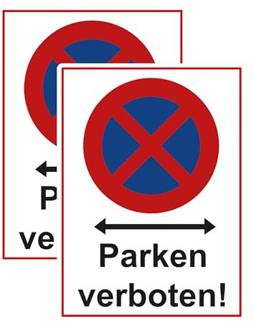 SL group - 2 Schilder Parken verboten! 20 x 30 cm aus stabiler PVC Kunststoff-Platte - Halteverbotsschild für Garage, Einfahrt & Parkplatz - Halteverbot-Schild für Privatgrundstück & Privat-Gelände