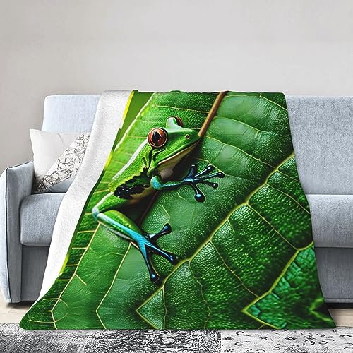 Ultraweiche Micro-Fleece-Decke mit Froschblättern, bequem, fusselfrei und lang anhaltende Wärme für alle Jahreszeiten
