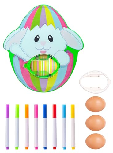 Ostereier Maschine - Osterei Dekorationsset,Ostereier Malmaschine zum Bemalen, Eier Dekos Kit mit Eier-Malgerät,8 Farben Marker Stiftes, Gemalte Deko Ostereier für Kinder