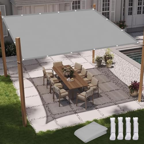 Sonnensegel, Sonnenschutz Baldachin, 1.4 x 4 m Sonnenschutz UV Schutz Windschutz, Beschattungsnetz, Garten UV Schattennetz, mit Ösen, für Balkon Garten, Hellgrau