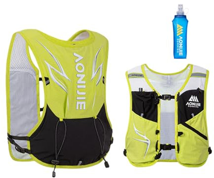 Zaino per bambini con sacca d'acqua da 250 ml, leggero, per escursionismo, campeggio, ciclismo, corsa (giallo chiaro)