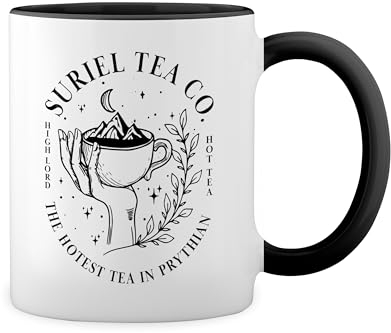 Suriel Tea Co Acotar Court Of Thorns And Roses Fun Lustige Trend Weiße Tasse Mug mit schwarzen Felgen & Griff