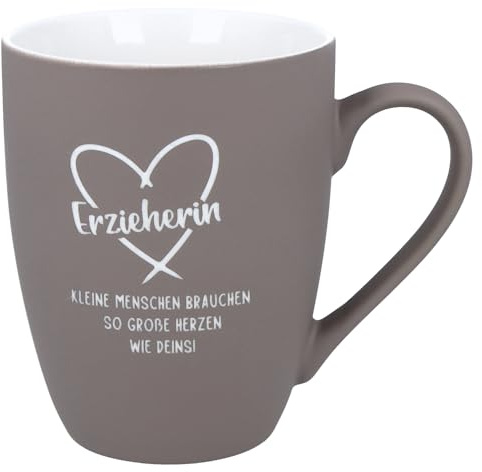 Spruchreif | SOFT-TOUCH-Tasse mit beidseitiger Gravur | Geschenk Erzieher | Geschenkidee Erzieherin | Abschiedsgeschenk | 350 ml