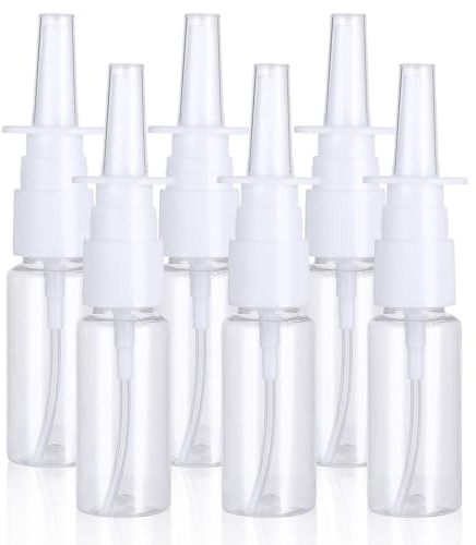 simarro Nasenspray Flasche Leer, 6 Stück 20ml Transparent Nasen Sprühflaschen Klar Klein Sprayflasche Leer Plastik Wiederverwendbar Nasens Sprühflasche für Parfüm ätherische Öle Kochsalzlösung