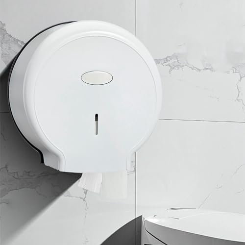 Cyrank Jumbo Toilet Paper Dispenser, Commercial Toilet Tissue Dispensers Wall Mount Roll Toilet Paper Holder Single Roll Toilet Paper Dispenser Bath Tissue Dispenser, 10.6 X 11.0 X 4.7in(White)