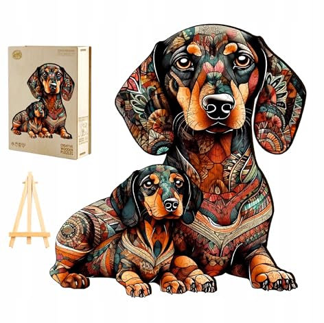 PASJO Holzpuzzle Erwachsene mit Hundemotiv 300 Teile 40x37,3 cm Geschenkidee für Kinder Puzzle Hund Tierförmige Puzzle Creative Jigsaw aus Holz für Erwachsene