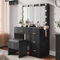 YITAHOME Dressing Table,Vanity Table with LED Bulb Mirror,Bedroom Dressing Tables with Charging Socket,Vanity Desk with Drawers & Stool,Black