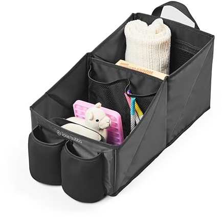 Ickle Bubba Universal Car Back Seat Organiser | Multi-Compartment Storage with Cupholders, Foldable & Space-Saving Design, Travel Essential for Kids & Babies
