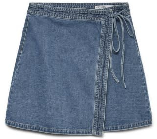 VERO MODA Women's Vmliza Mr Short Denim Wrap Skirt Ga Noos, Medium Blue (Medium Blue Denim), S