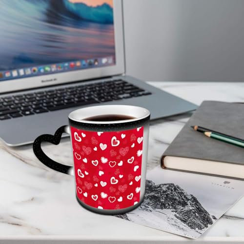 AELKSP Tasses Magique Mugs Change De Couleur en Fonction De La Température du Liquide,Mug Cadeau Original Tasse pour 330ml,Fleurs florales coeurs amour