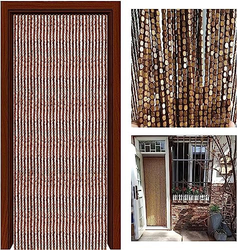 Tenda per porta con perline di bambù, decorazione per la casa, divisorio e zanzariera (90 fili 90 x 210 cm)
