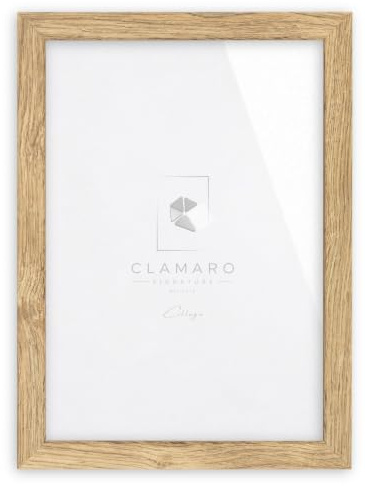 CLAMARO Bilderrahmen Collage, eckig, MDF Holz, Eiche Natur, 42 x 59,4 cm | Handgefertigt in Deutschland, Profilbreite 30 mm, inkl. Rückwand und Zackenaufhänger, für Hoch- und Querformat, Acrylglas