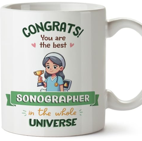 MUGFFINS Sonographer Woman Mug - in English - Best in Universe Trophy - Funny Gift for Colleagues - Ceramic 11oz Mug