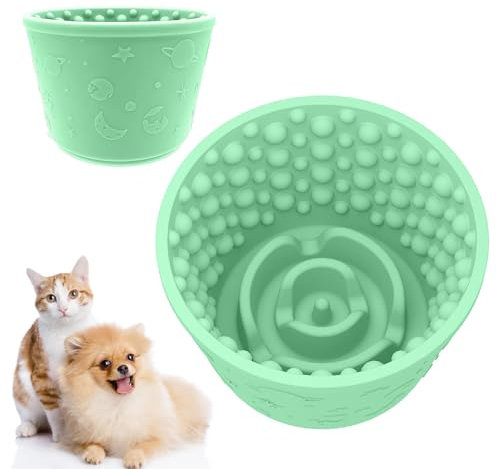 Zueyen Gamelle anti-glouton en silicone Effet antidérapant pour chien, alimentation saine et moins de ballonnements (vert menthe)