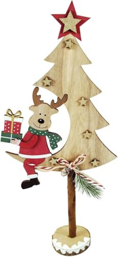 Trend Line Dekofigur Holz Tannenbaum REH 45 x 42 x 52 cm Mehrfarbig Figur