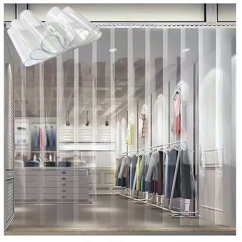 SYFXZZDS PVC Lamellenvorhang Streifenvorhang，Lamellenvorhang Stall Winddicht Transparenter Streifenvorhang Aus Kunststoff für Begehbare Gefrierschränke Kühlschränke Lagerhaus Garage(120x210cm/47.24x82