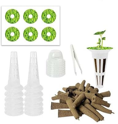 Kegel-Hydrokultur-Pflanzset, Sämling-Block-Pflanzkorb, Balkon, Indoor-Hydrokultur-Zubehör, Petersilie, Minze, Koriander, Lakritz, Indoor-Garten, Hydrokultur-Pflanz-Kombinationsset (20 Stück)