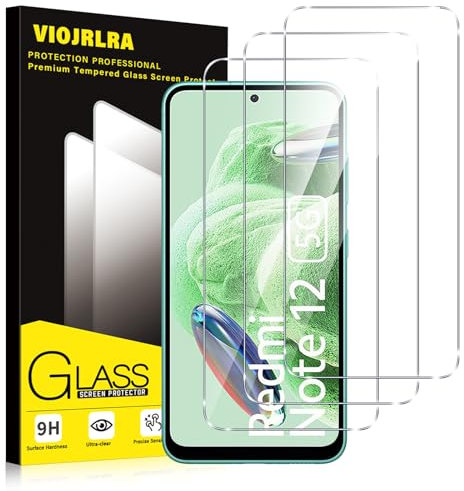 Viojrlra 3 Pezzi, Vetro Temperato per Xiaomi Redmi Note 12 5G /4G, 9H Durezza HD Trasparente Pellicola Prottetiva, Anti Graffio, Anti-Impronte, Senza Bolle, Ultra Resistente Protezione Schermo