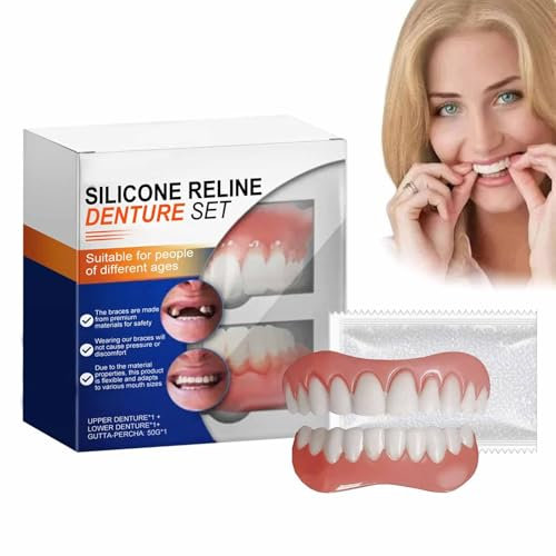 LUHAKA Silicone Reline Denture Set,Bikenda Silicone Denture Set,Silicone Restyle Prothese Set,Lightweight Nursing Braces,Soft Denture Reline Kit for Men & Women (1)
