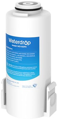 Waterdrop WD-EDFX WD-ED61 Filtre de rechange pour carafe filtrante WD-ED61 rechargeable, durée de vie de 200 gallons, efficacité de filtration 10 fois, réduit 98 % de chlore et plus de 20 impuretés