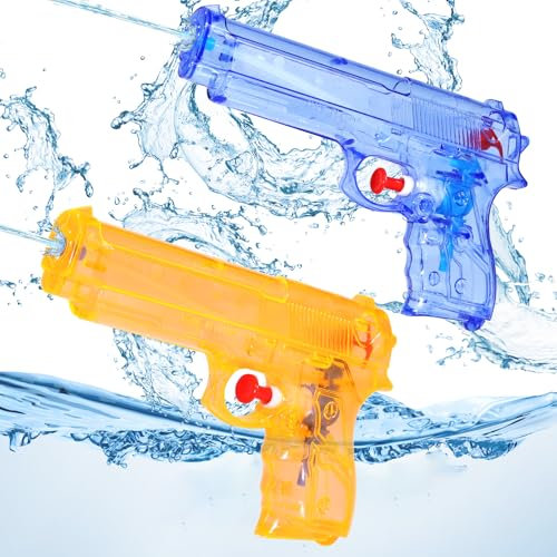 Wasserpistole für Kinder 2 Stück Kleine Wasserspritzpistole Set Blau und Orange Wasserpistolen Mini Wasser Spritzpistole für Sommerpartys, Pools, Gärten, Strände