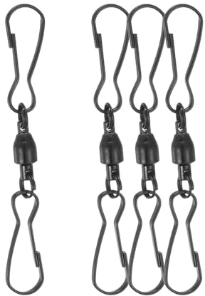 PATIKIL 70mm Swivel Hooks Clips for Wind Spinners, 4Pcs Stainless Steel 360 Degree Windsock Supplies Wind Chime Hanger for Windsock Bird Feeder Party Garden Bells, Black