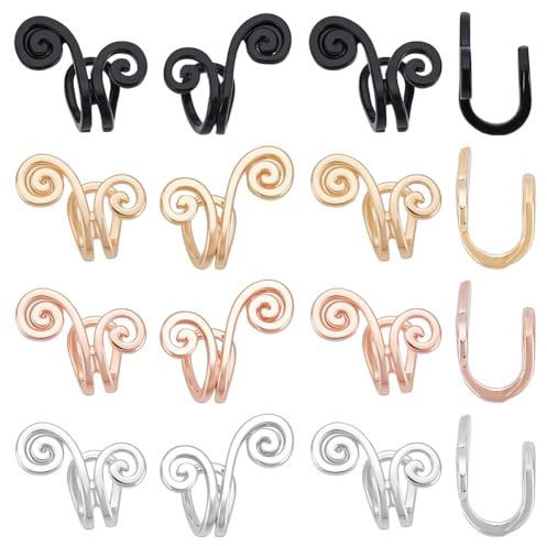 UNICRAFTLE 16Stk 4 Farben Akupressur Clip Ohrringe Schlankheits Ohrringe Nicht Stechende Germanium Therapie Clip Reifen Earring Für Damen Und Herren Modischer Schmuck Geschenkset