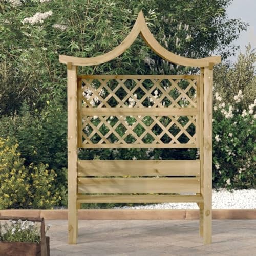 Generic Pergola de Jardin avec Toit et Banc, Bois de Pin imprégné, 146 X 55 X 220 Cm (l X P X H), Vert