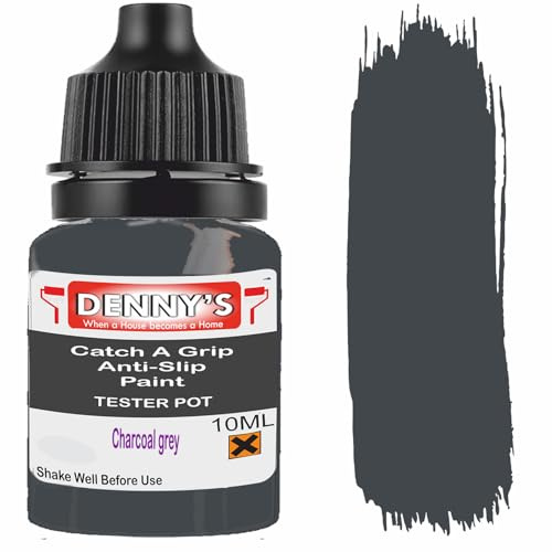 Catch A Grip Anti Slip Floor Paint – Non Slip Coating for Steps, Railings & Garages – 170 Colours, High Adhesion, Quick Dry, Multiple Sizes (Charcoal grey, 10ml Tester Pot)