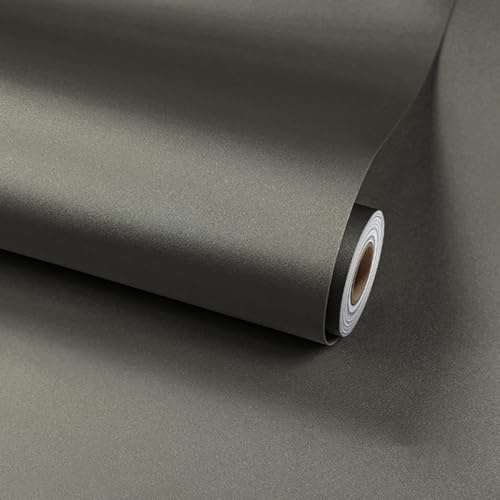 LZH-LP Grey Peel and Stick Wallpaper, 40x500CM Self Adhesive Wallpaper Dark Grey Metallic Brushed Look Vinyl Wrap Self Adhesive Furniture Covering for Living Room,Cabinets,Kitchen
