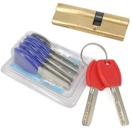 serrure à cylindre européen, 65 70 80 90 95 mm Cylindre de serrure Clé AB Antivol Laiton pur Porte Serrure Poignée Chambre allongée Barillet((30-40)70)