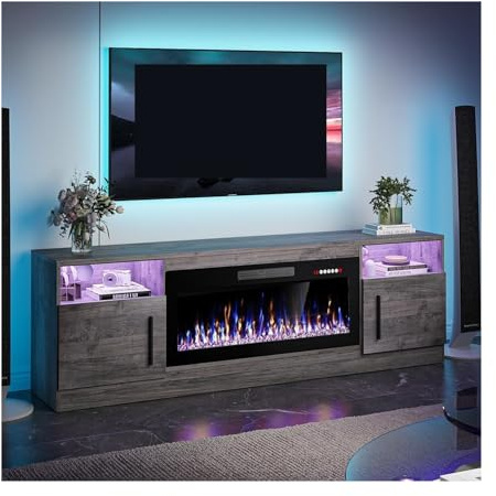 BNUTFRDD Mueble de TV Multifuncional Retro Madera, con Chimenea integrada y Mueble Decorativo, Centro Entretenimiento 70, Apto for televisores 32 a 80 Mueble para TV con Chimenea(B)