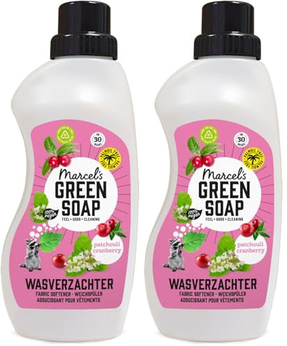 Marcel's Green Soap - Adoucissant Patchouli & Canneberge - Assouplissant - Sans plastique ni huile de palme - Végétalien - 750ml (Lot de 2)