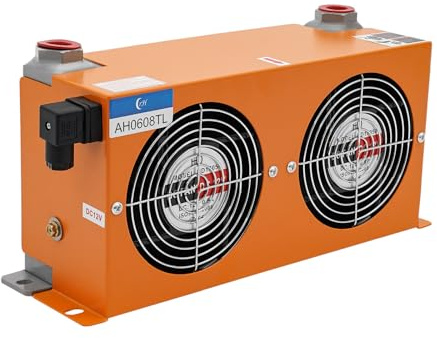 Radiatore olio idraulico, motore in rame DC12 V, portata 80 l/min, pressione di esercizio ≤ 2,0 MPa, arancione
