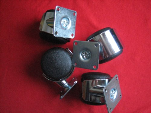 4 x Möbelrolle 50mm Chrom Platte Designrolle Lenkrolle