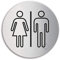 Schild - WC Damen Herren | Toilettenschild aus Edelstahl Ø 100 mm selbstklebend | Original Ofform Design Nr.7528