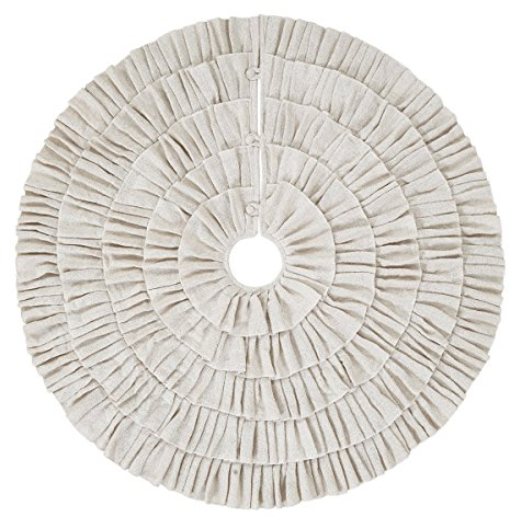 Shimmer Jute creme Rüschenrand Rustikal Weihnachtsbaum Rock, 127 cm, Urlaub Dekoration