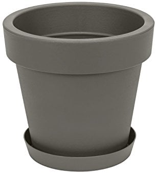 Prosperplast Blumentopf Übertopf inkl. Untersetzer Blumenkübel 24.5 x 23 cm grau Pflanzkübel Pflanztopf Kunststoff Lofly