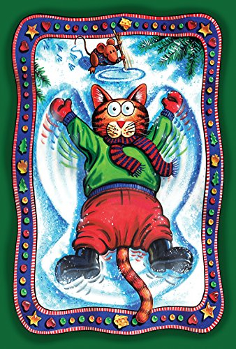 Toland Home Deko-Fahne für Katzen, Motiv Schnee, Engel und Kätzchen Garden Flag-12.5 x 18