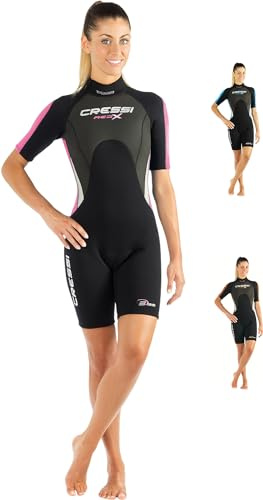 CRESSI dal 1946 - Med X Lady Shorty 2 5 mm Muta Donna in Neoprene Ultra Stretch per Snorkeling Nuoto Surf e Sport Acquatici con Zip Posteriore e Colletto Regolabile